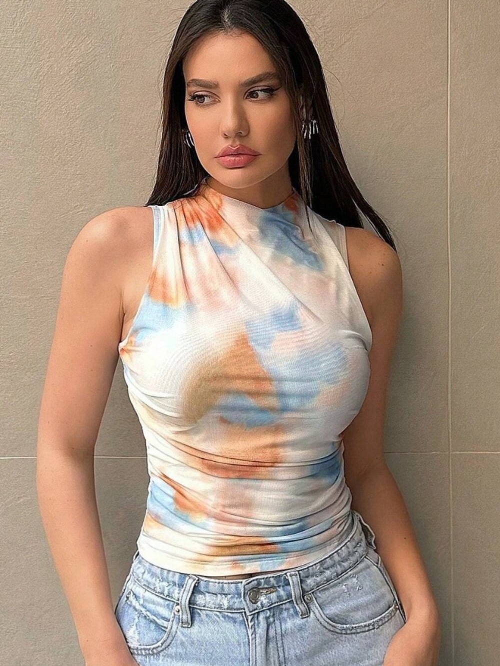 Ruby Mock Neck Tank - Sherbet